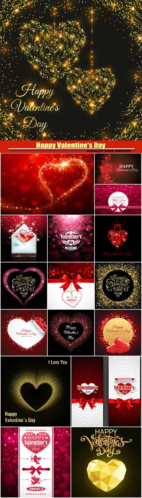 Happy Valentine's Day vector, hearts, romance, love #12