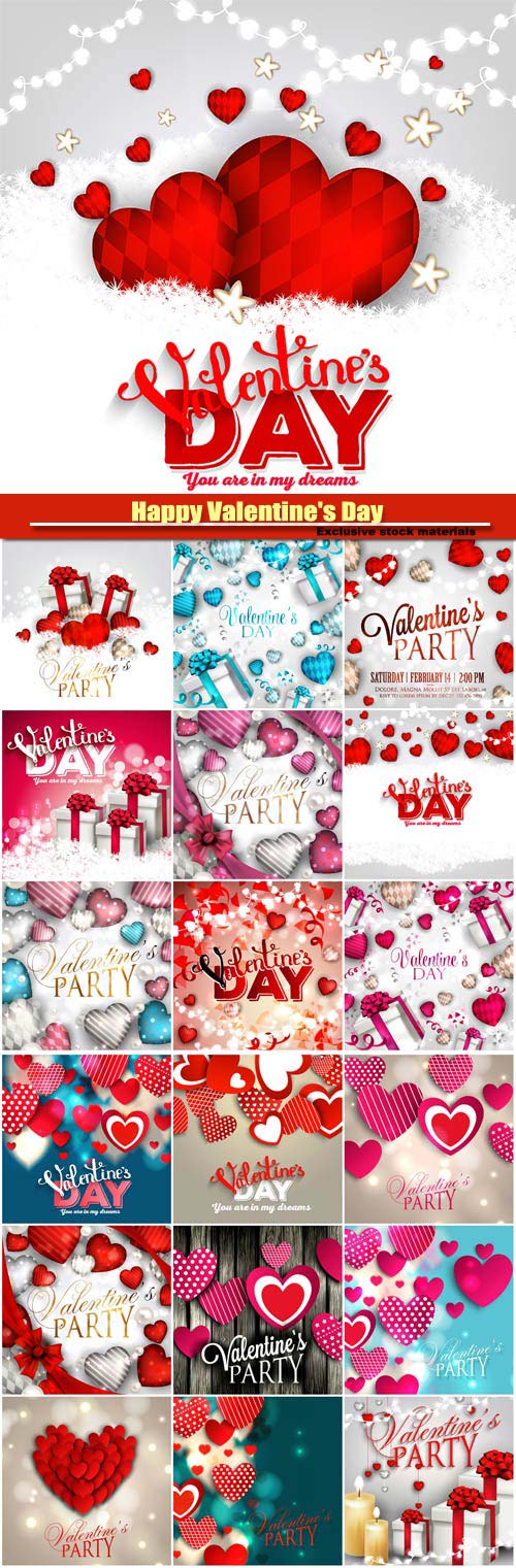Happy Valentine's Day vector, hearts, romance, love #19