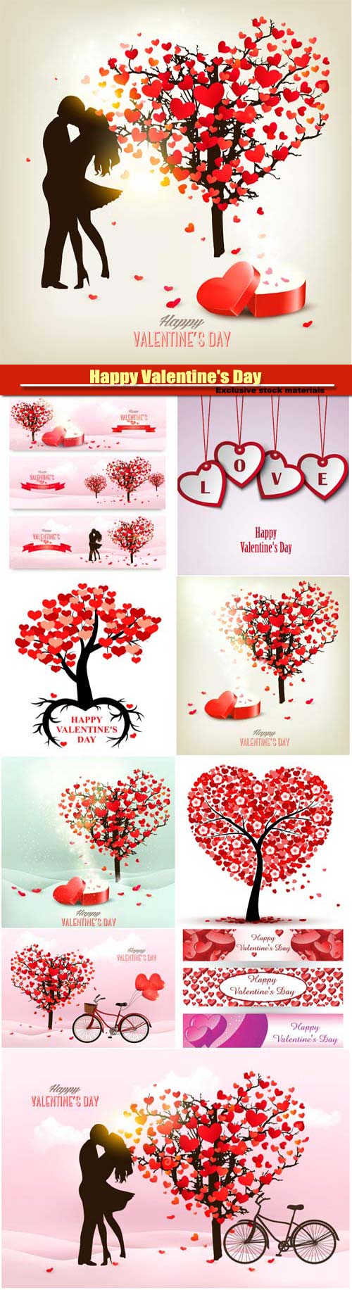 Happy Valentine's Day vector, hearts, romance, love #13