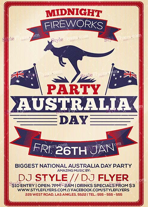 Australia Day Party PSD V7 Flyer Template