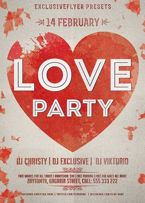 Love Party Club and Party Flyer PSD V15 Template