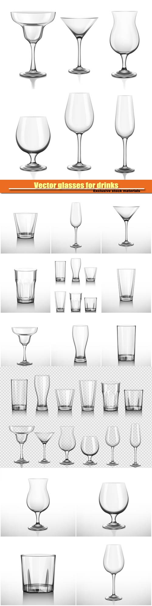 Vector glasses for drinks