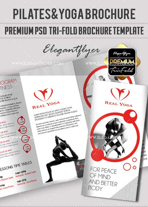 Pilates&Yoga Premium Tri-Fold PSD V1 Brochure Template