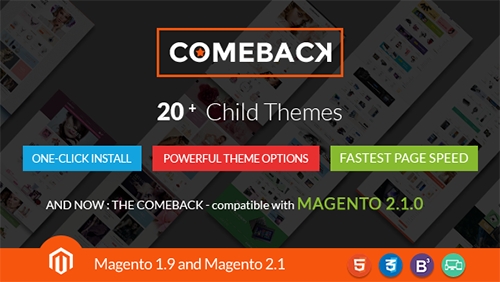 ThemeForest - Comeback - Magento 1.9 & Magento 2.1.0 for Electronic,Market media,Audio,Perfume,Jewellery(20 Store) (Update: 19 August 16) - 16262424