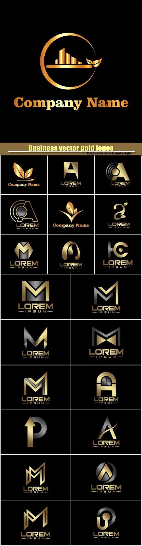 Business vector gold logos templates, creative figure icon