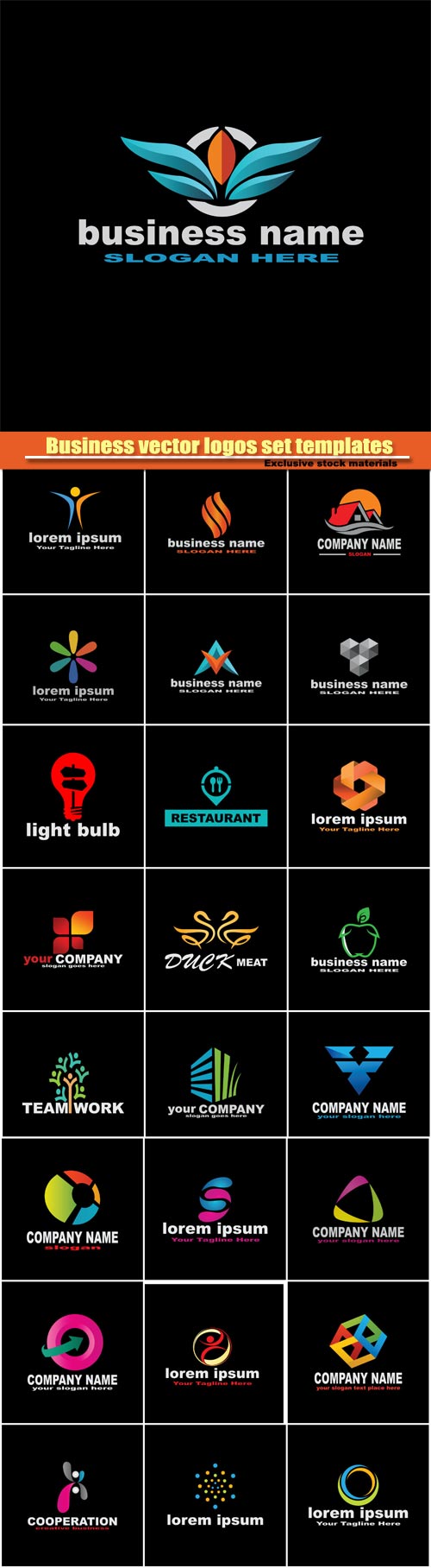 Business vector logos set templates
