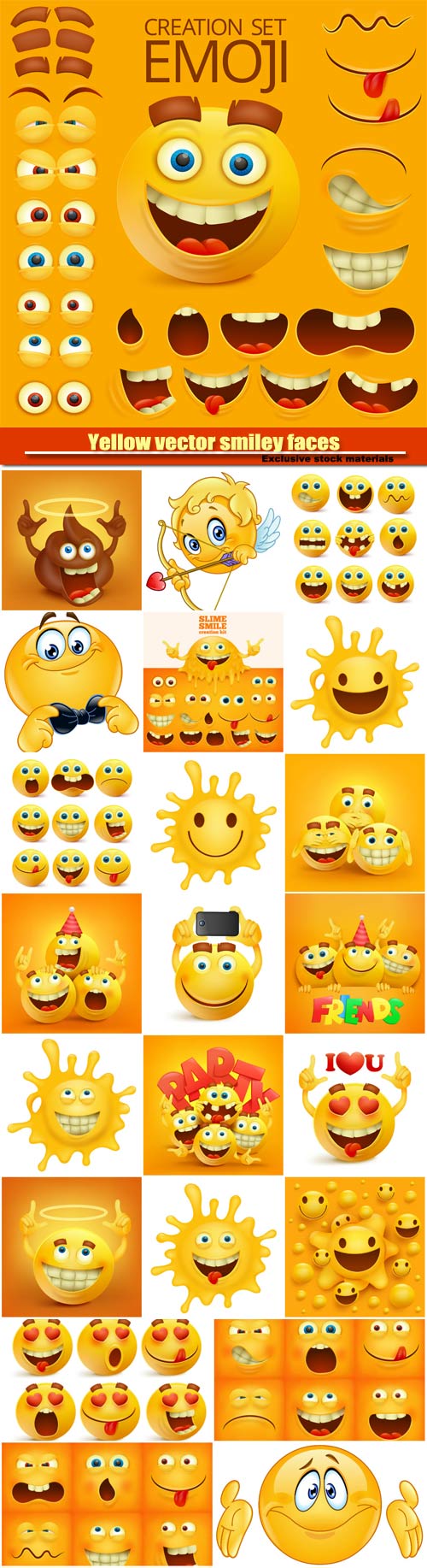 Yellow vector smiley faces