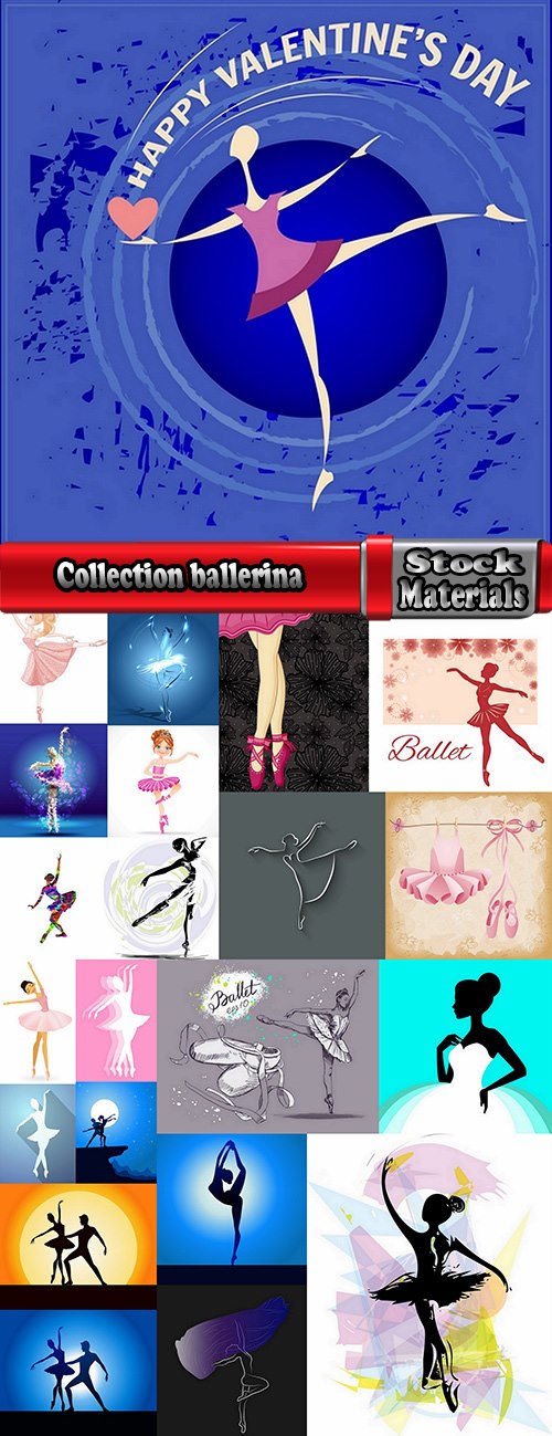Collection ballerina dance ballet pointe shoes vector image 22 EPS