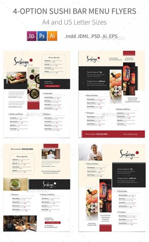 GraphicRiver Sushi Bar Menu Flyers - 4 Options