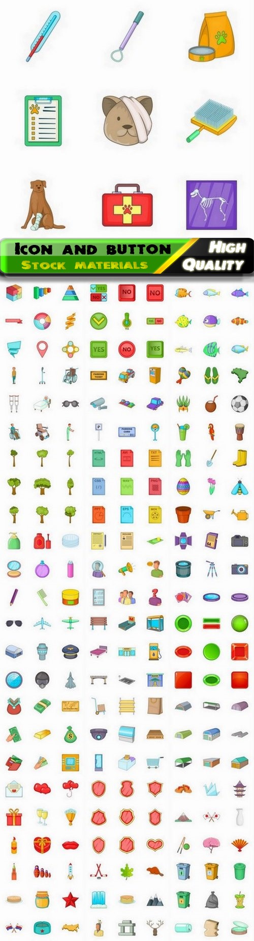 Set of cute icon and button and different objects 25 Eps