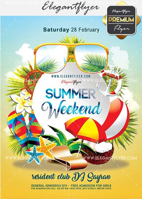 Summer Weekend Flyer PSD V5 Template + Facebook Cover