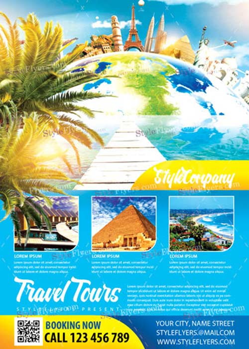 Travel Tours V8 PSD Flyer Template
