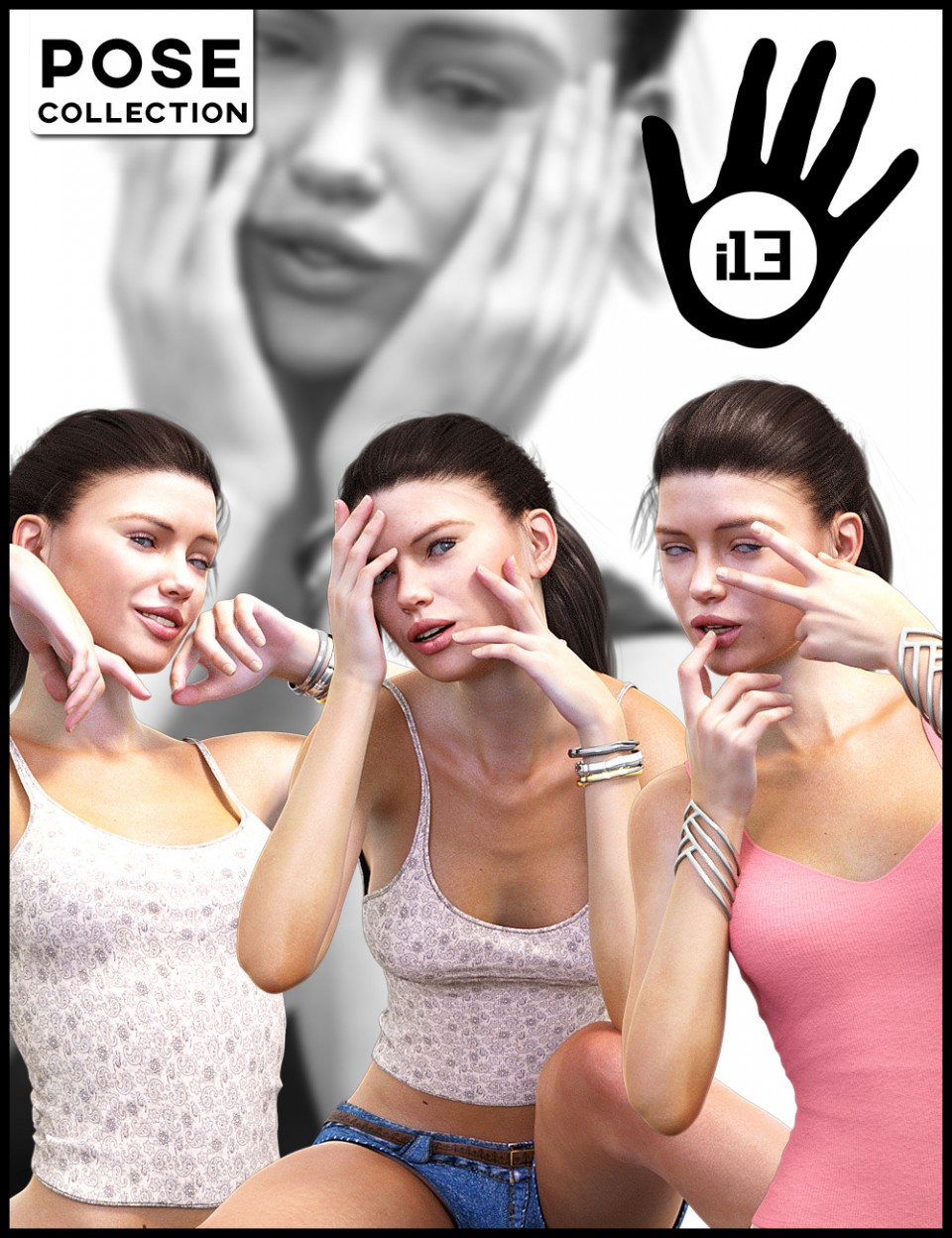 i13 Hands Touching Face Pose Collection for Genesis 3 Female