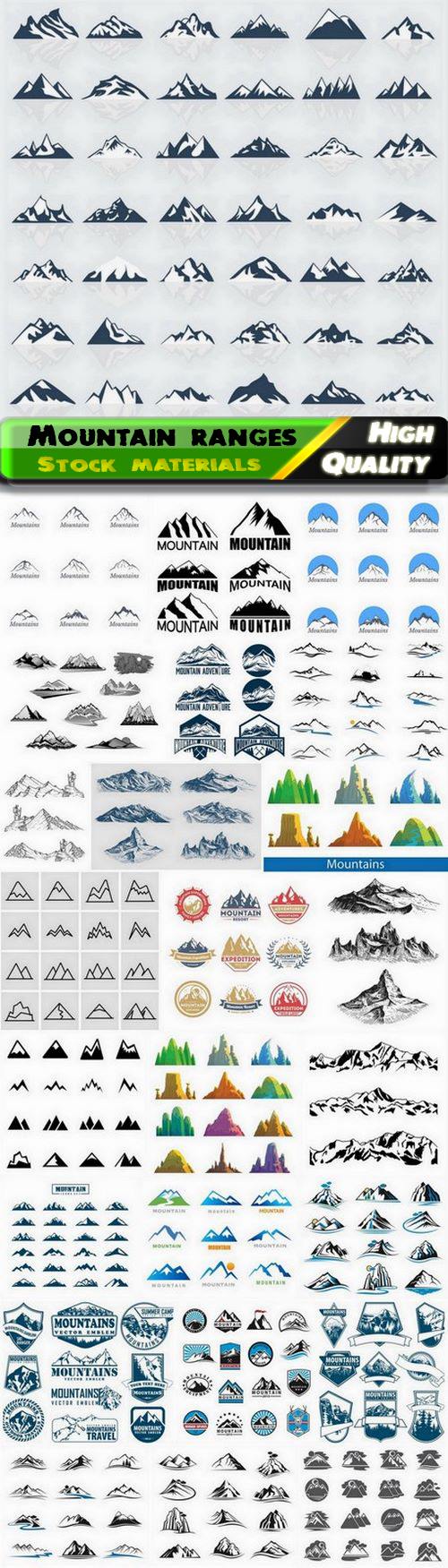 Mountain ranges and rock icon and landscape illustration 25 Eps