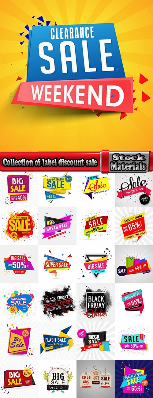 Collection of label discount sale sticker logo frame border card 14-25 EPS