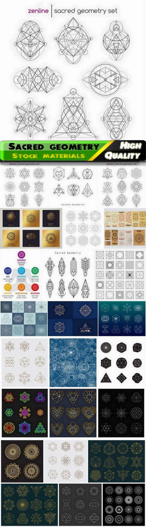 Sacred geometry shape and religion figures sign and symbol 25 Eps