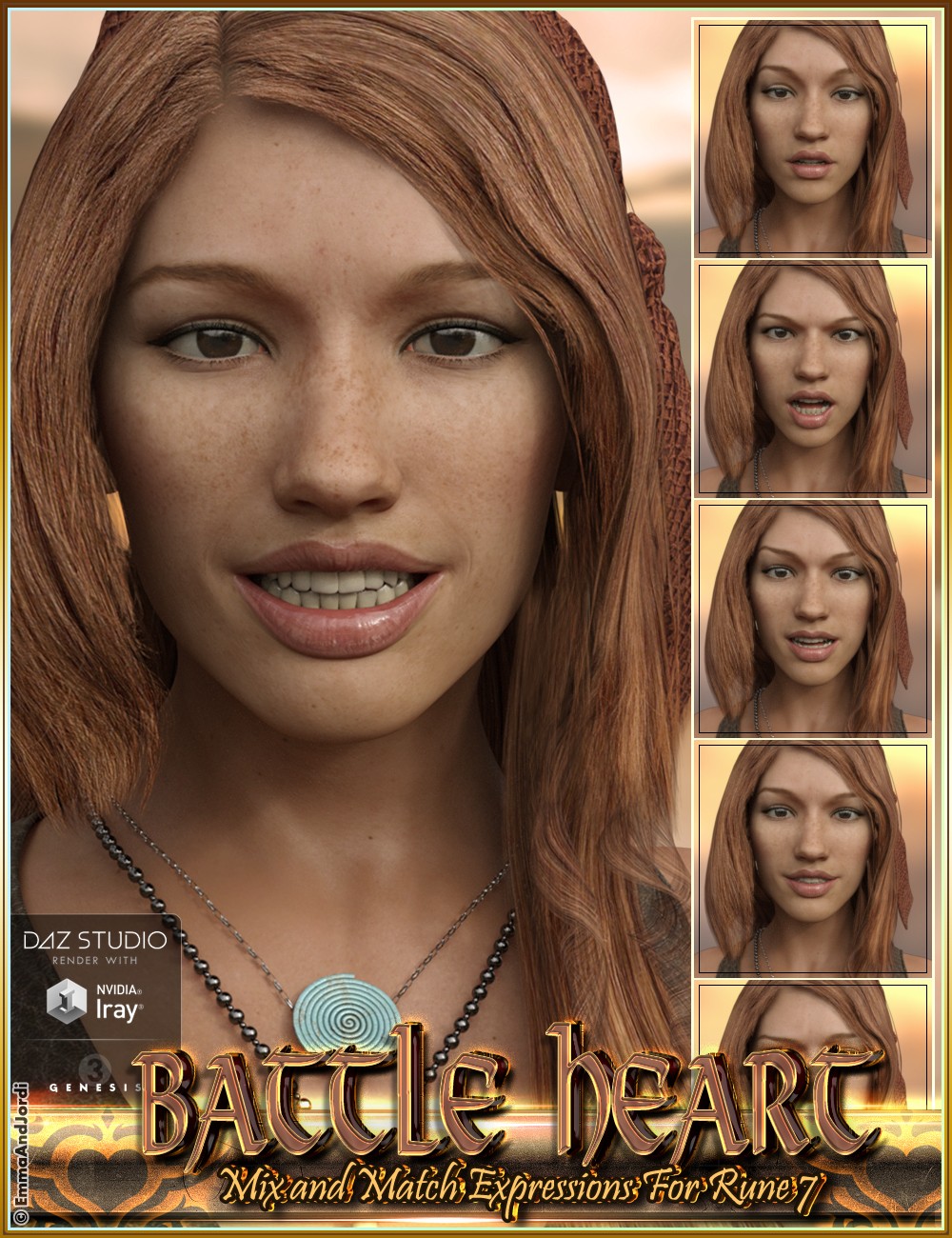 Battle Heart Mix and Match Expressions for Rune 7 and Genesis 3 Female(s)