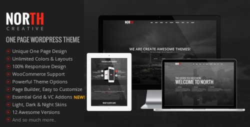 Nulled North v3.4.0 - One Page Parallax WordPress Theme graphic