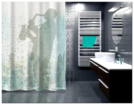 Вопреки распространённому мнению, душевая шторка может украсить вполне современную ванную комнату.