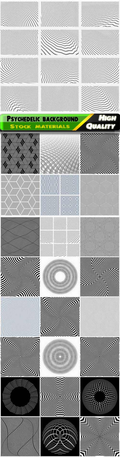 Abstract linear psychedelic background with optical illusion 25 Eps