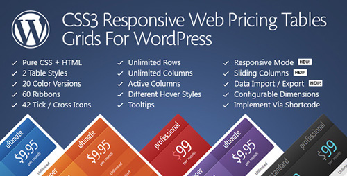 CodeCanyon - CSS3 Responsive WordPress Compare Pricing Tables v10.8 - 629172