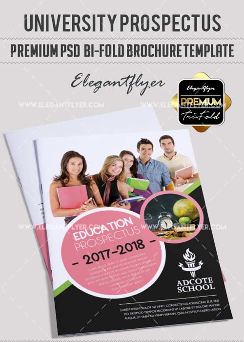 Education V15 Premium Bi-Fold PSD Brochure Template