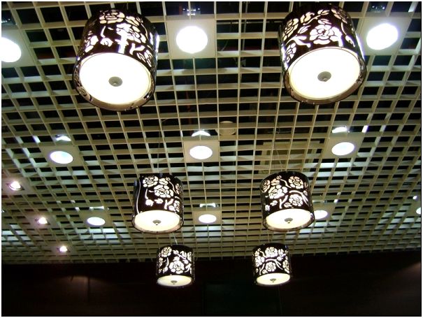 Фото 3 - Решетчатый потолок грильято в комбинации с несколькими видами освещения