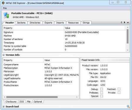 MiTeC EXE Explorer 2.5.0