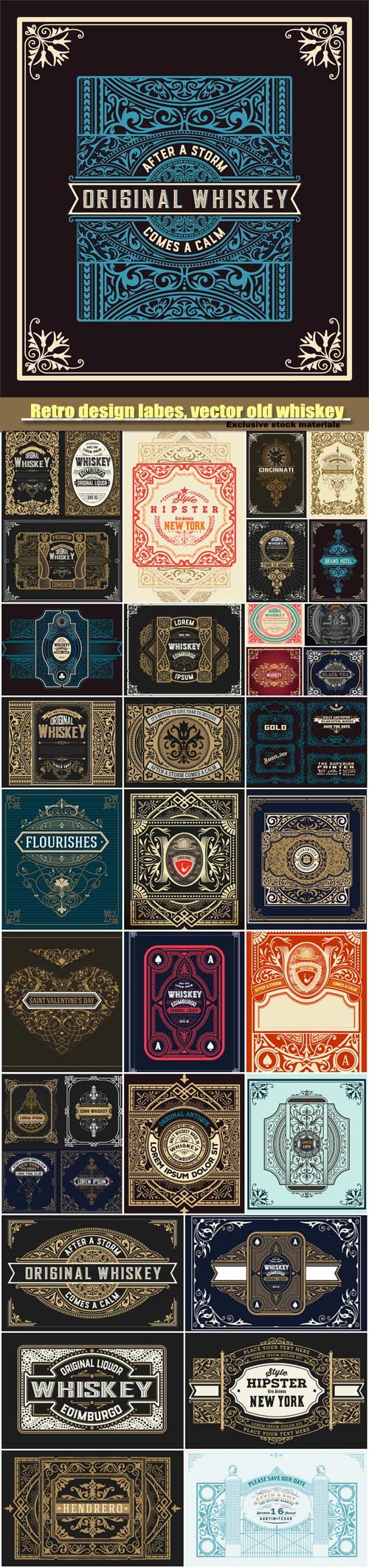 Retro design labes, vector old whiskey label