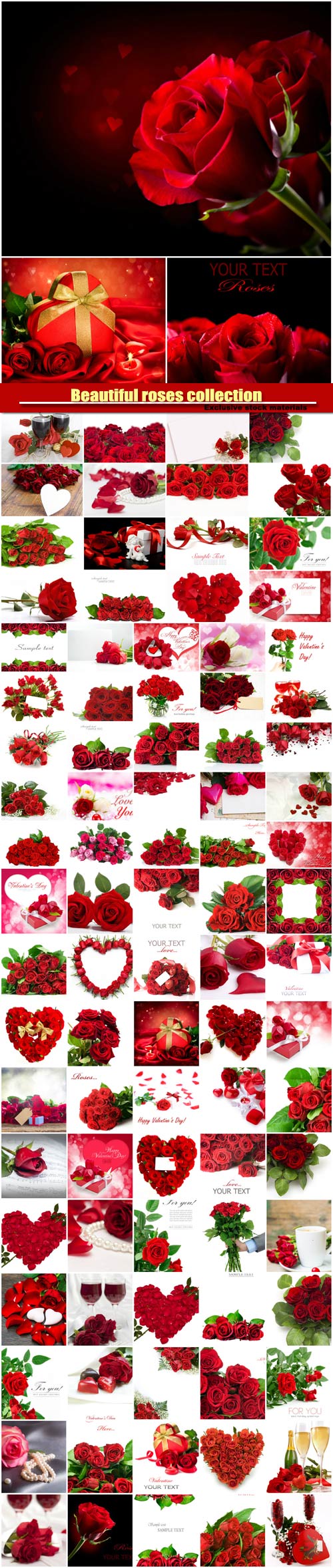 Beautiful red roses, a collection of romantic backgrounds