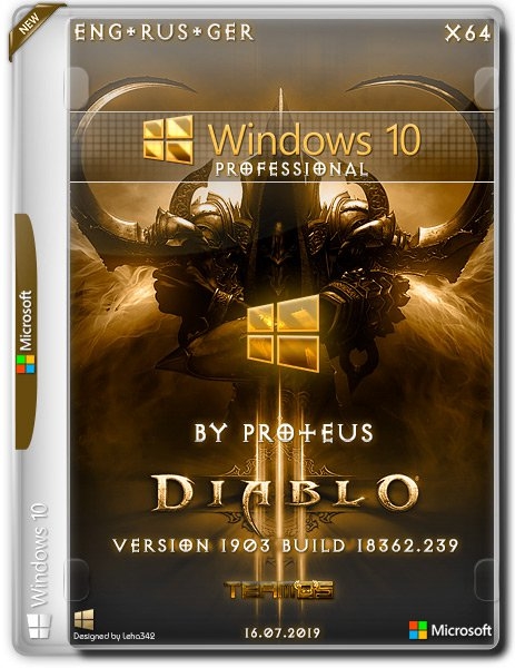 Windows 10 Pro 1903 Diablo by Proteus (x64) (2019) =Eng/Rus/Ger=