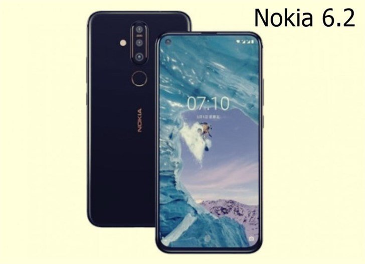 Nokia 6.2 c врезанной в экран фронтальной камерой впервинку показан на рендере