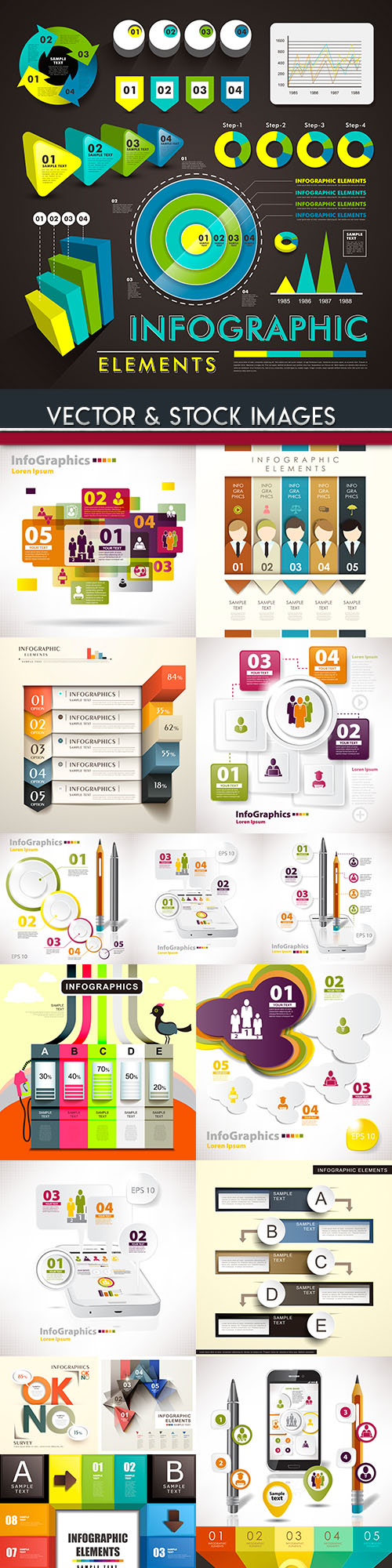 Business infographics options elements collection 76