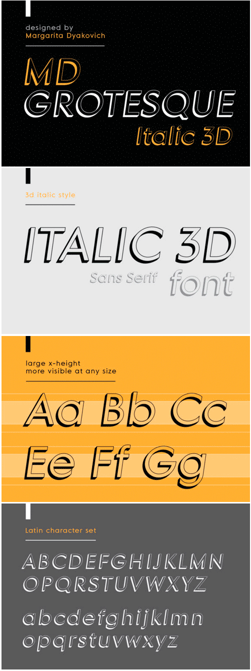 MD Grotesque Italic 3D font