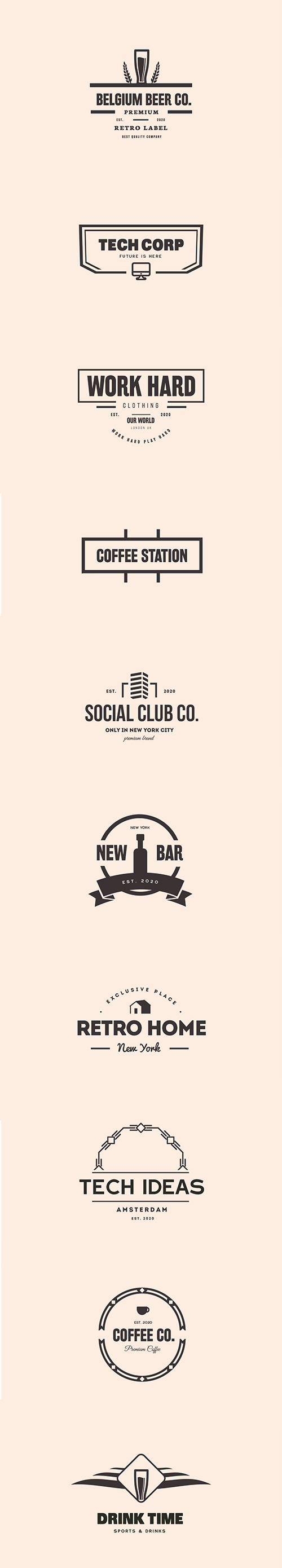 Business, Bar and Restaurant Logo PSD and Vector Set