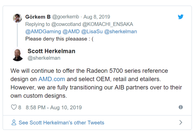 AMD не собирается сворачивать производство референсных видеокарт Radeon RX 5700 и Radeon RX 5700 XT
