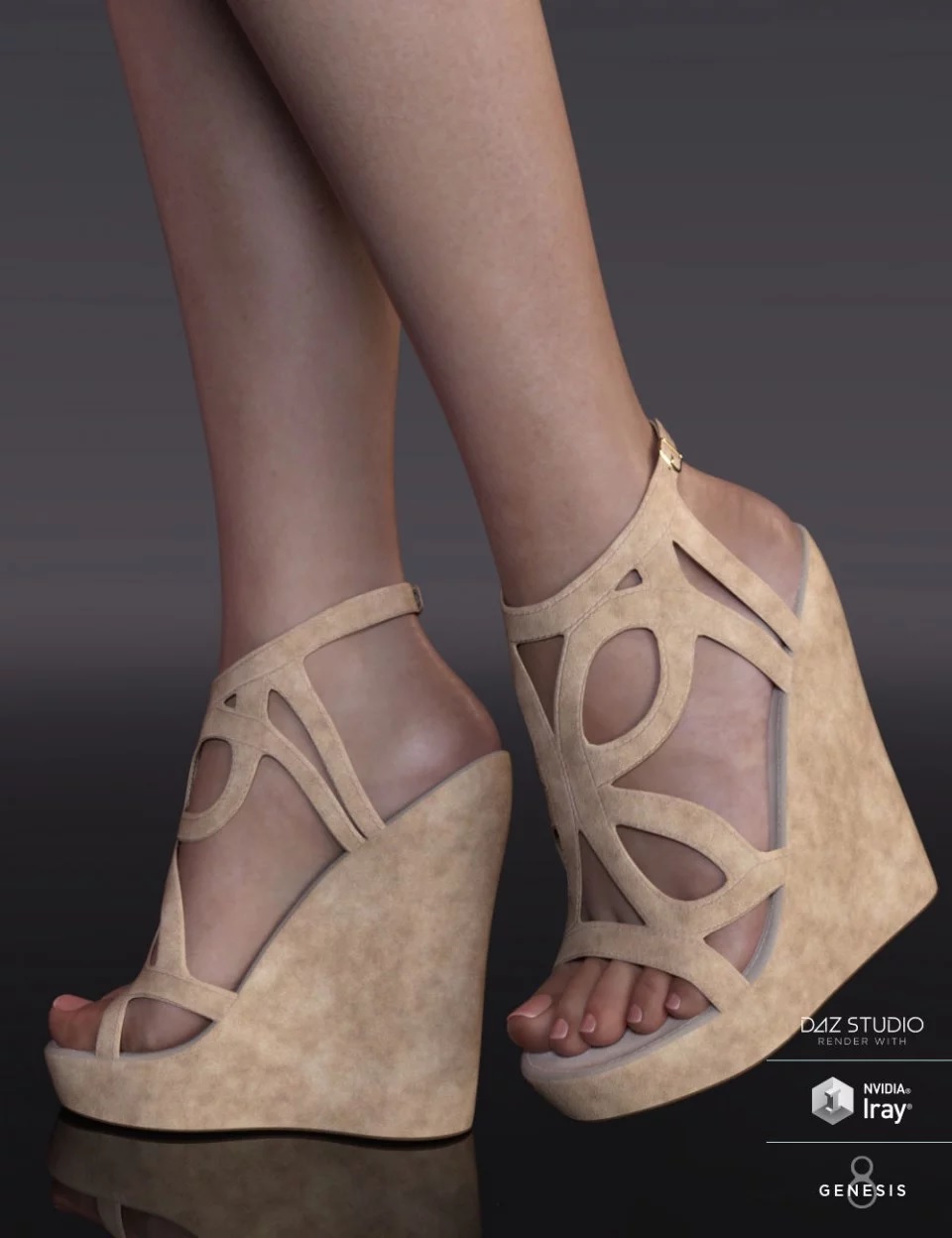 Cricket Wedge Sandals for Genesis 8 Female(s)