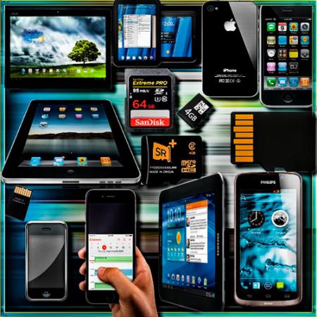 Растровые клипарты - Планшеты, айфоны, карты памяти, смартфоны