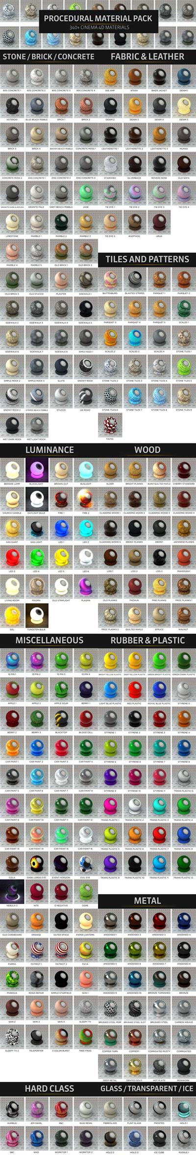 The Pixel Lab   340+ Procedural Material Pack for Cinema 4D
