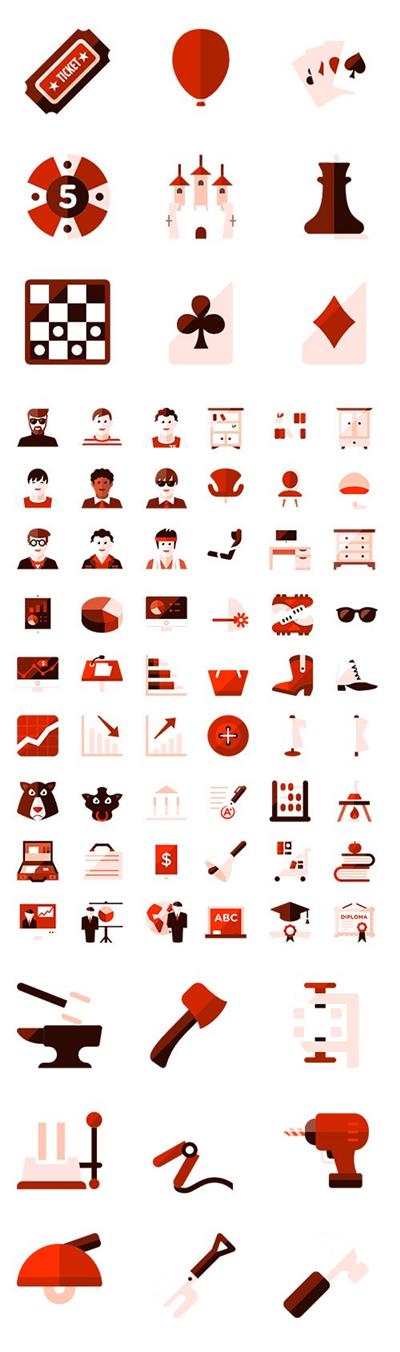 200+ Red Essential Color Vector Icons Pack vol.3