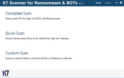 K7 scanner for ransomware & bots 1.0.0.59