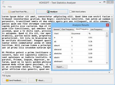 VovSoft Text Statistics Analyzer 2.2