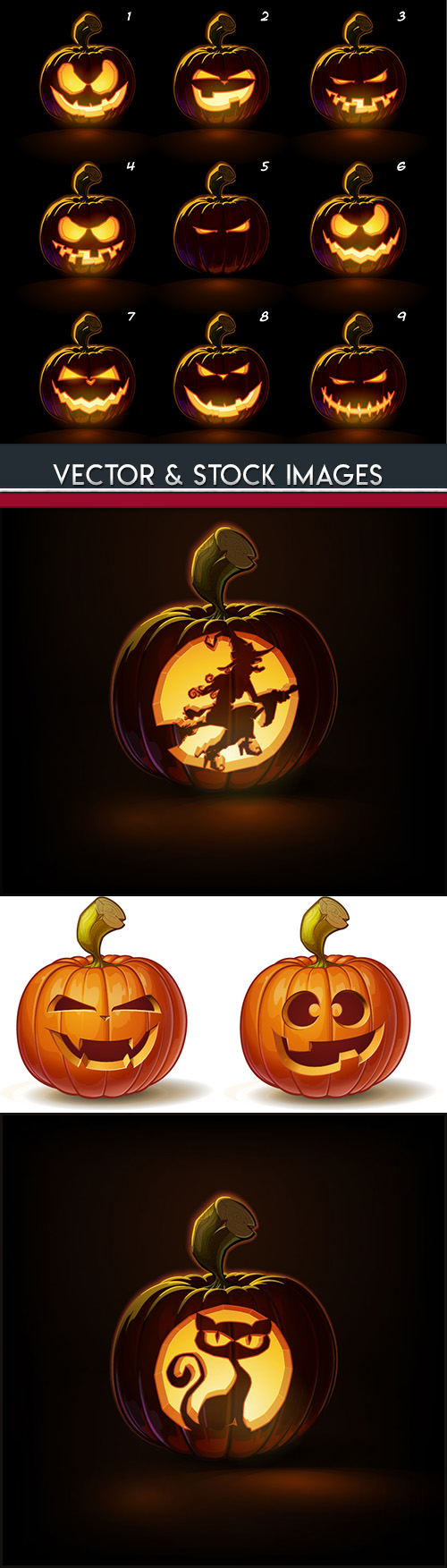 Happy Halloween pumpkin illustration collection
