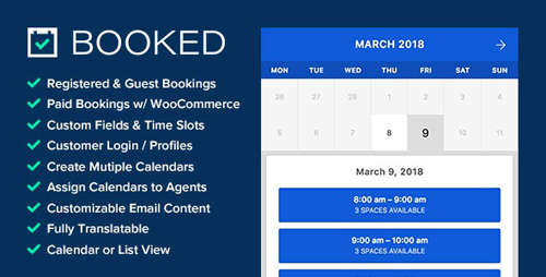 CodeCanyon - Booked v2.2.5 - Appointment Booking for WordPress - 9466968