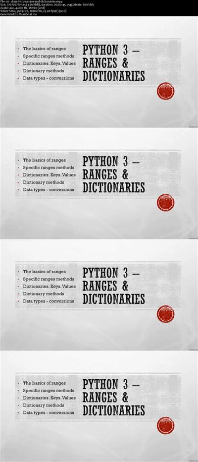 Python 3 Ranges and  Dictionaries 3da1690ebfc8103464b24c81292e6cb7