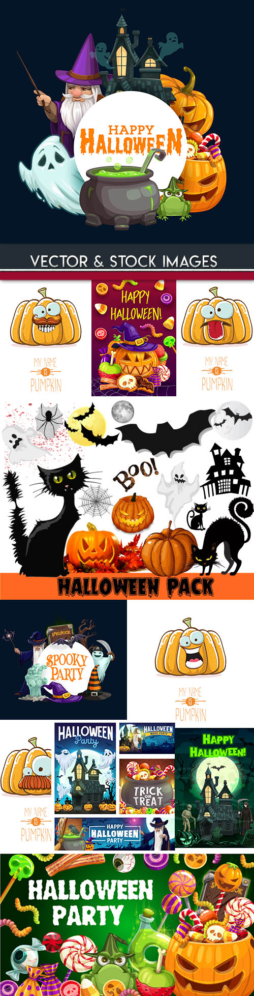 Happy Halloween holiday illustration collection 32
