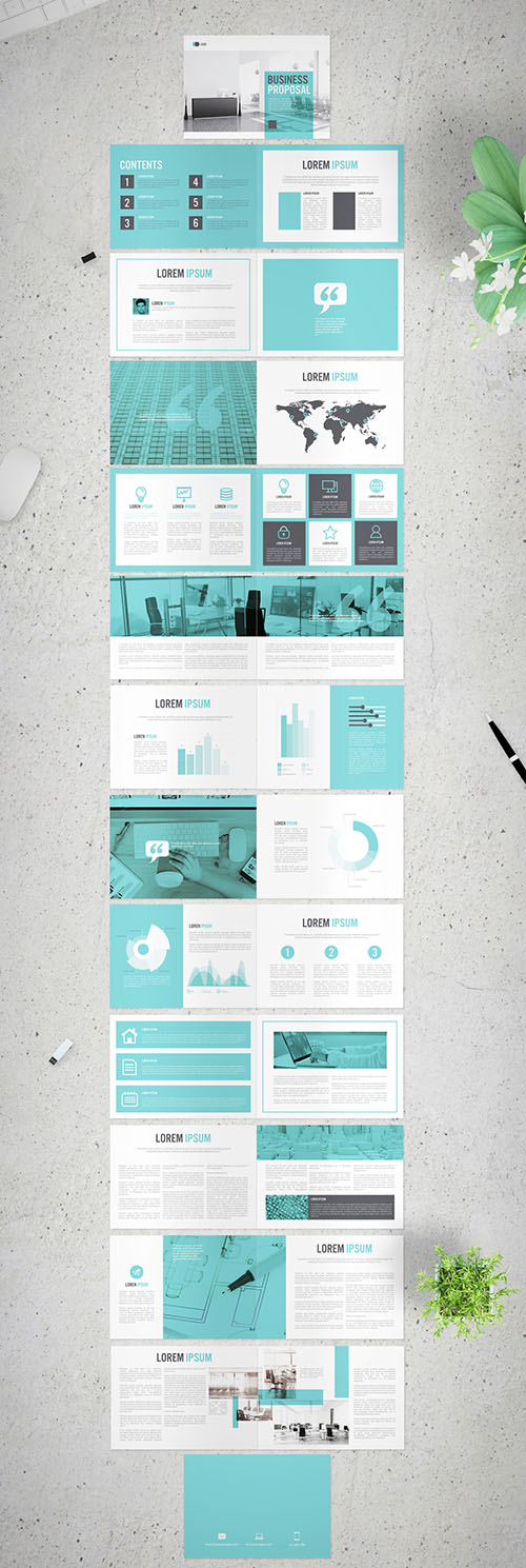Horizontal Business Proposal with Light Blue Accents 281292692