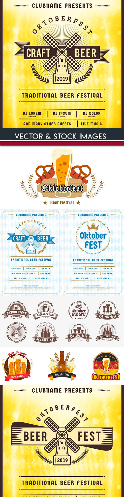 Oktoberfest festival beer labet vintage illustration 2