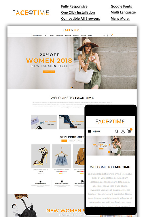 Facetime - Fashion Store OpenCart Template 85908