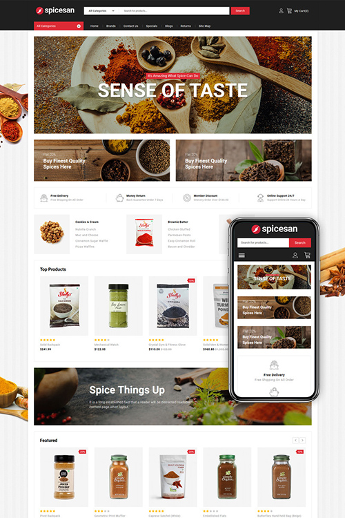 Spicesan - Supermarket Store OpenCart Template 85407